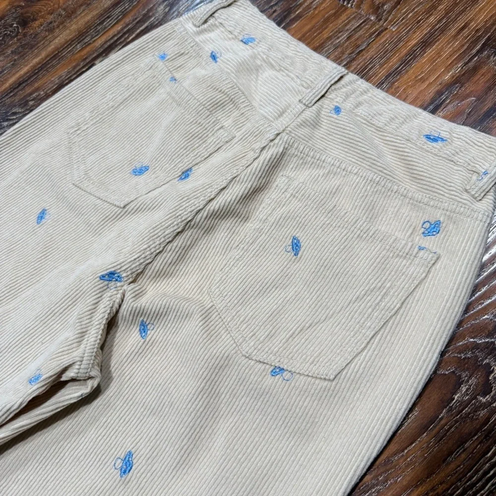 PacSun 90s Boyfriend Corduroy Butterfly Embroidered Pants Tan Beige Womens 28